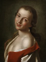 Half-Length Portrait of a Young Smiling Girl with Teardrop-Shaped Pearl Earring